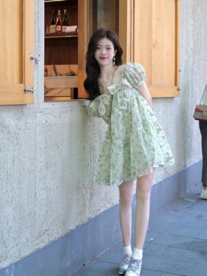 Miyeon – (G)I-DLE Green Butterfly Bow Dress (10)