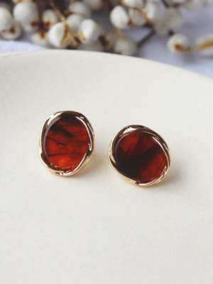 S.Coups – Seventeen – Red Oval Marble Earrings (6)