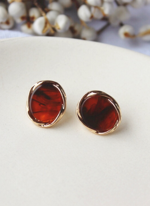 Red Oval Marble Earrings | S.Coups – Seventeen