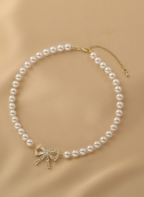 White Pearl Bow Necklace | Seulgi - Red Velvet