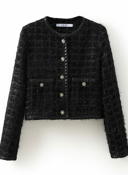 Black Tweed Short Jacket | Wheein – Mamamoo