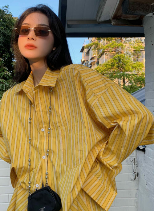 Yellow Striped Oversized Shirt | Sunghoon – Enhypen