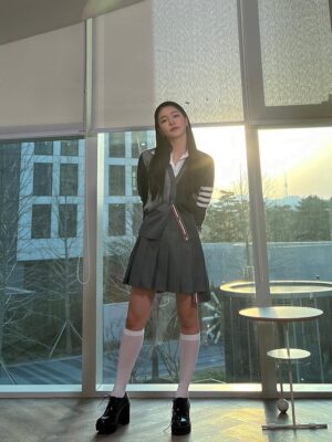 Grey Irregular Pleated Skirt | Yeri – Red Velvet
