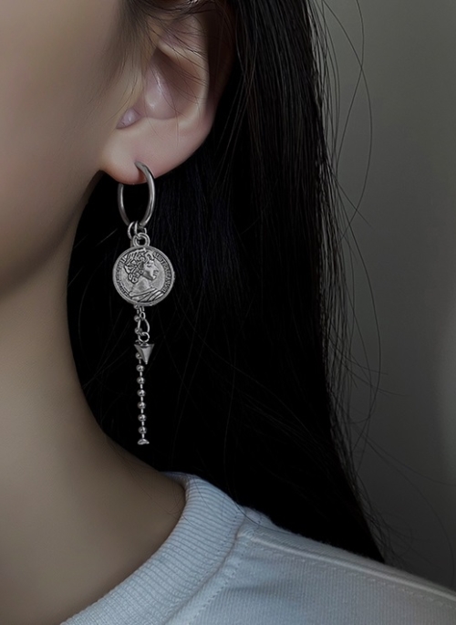 Silver Coin Tassel Earrings | Yugyeom – GOT7