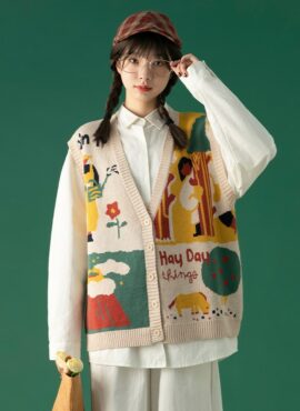 Beige Cute Retro Style Vest | Taehyun - TXT