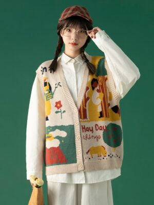 Beige Cute Retro Style Vest Taehyun – TXT beige (6)