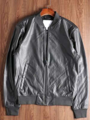 Black Synthetic Leather Bomber Jacket Jinyoung – GOT7 (14)