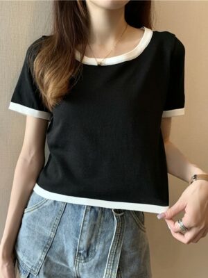 Black T-Shirt With White Linings EU – Everglow black (3)