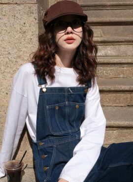 Blue Denim Jumper Overall With Gold Buttons | Wendy - Red Velvet