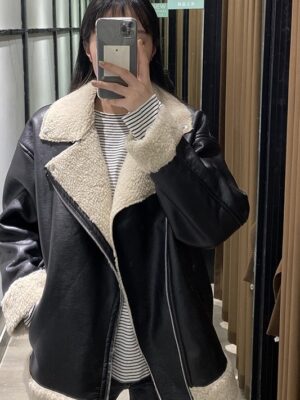 Gowon – Loona Black Leather Wool Jacket (34)