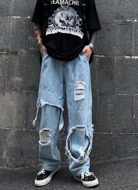Blue Baggy Ripped Jeans | J-Hope - BTS