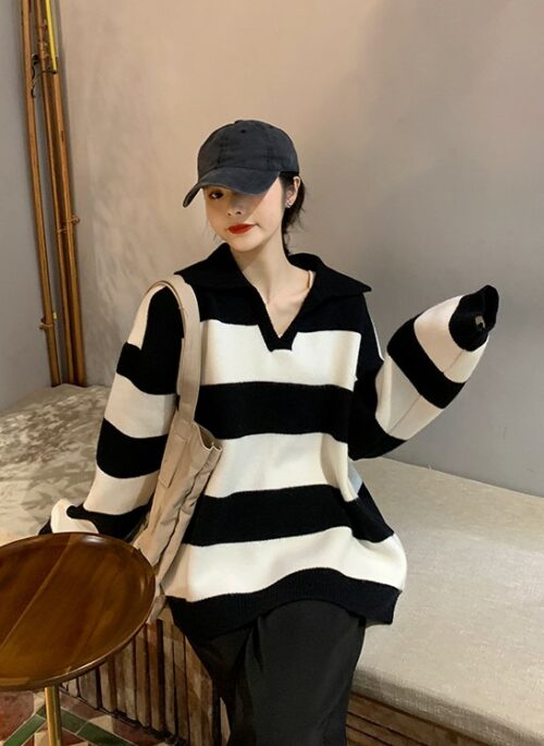 Black Striped Knit Sweater | Jeonghan – Seventeen