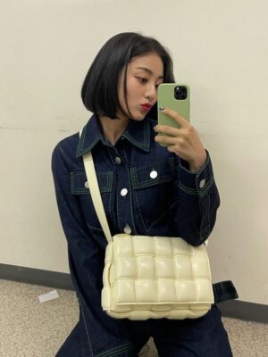 Yellow Woven Leather Bag | Jihyo – Twice