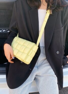 Yellow Woven Leather Bag | Jihyo - Twice