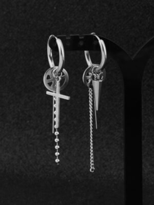 Jimin – BTS Cross And Pendulum Asymmetrical Earrings (5)