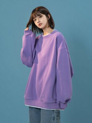 Lilac Loose Round Neck Sweatshirt With Fake Inner Shirt Moonbyul – Mamamoo (6)