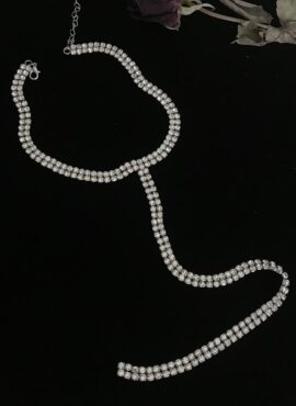 Silver T-Shaped Rhinestone Necklace | Mina - Twice