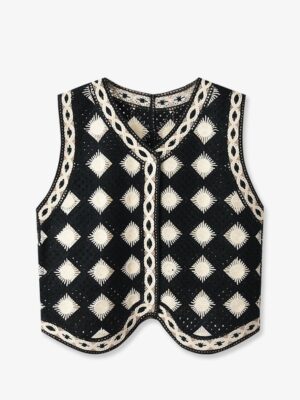 Minnie – (G)I-DLE Black Ethnic Patterned Crochet Vest (13)