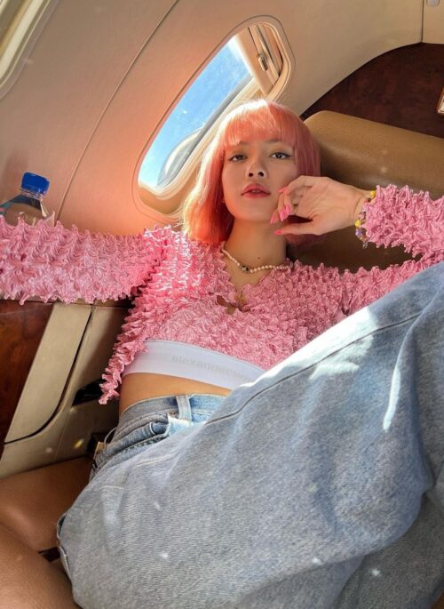 Pink Crumpled Style Open Cardigan | Lisa – BlackPink
