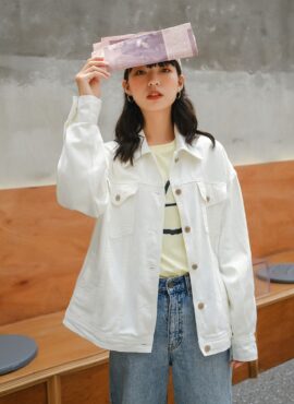 White Loose Denim Jacket | Taehyung - BTS