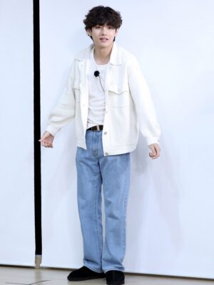 White Loose Denim Jacket | Taehyung – BTS