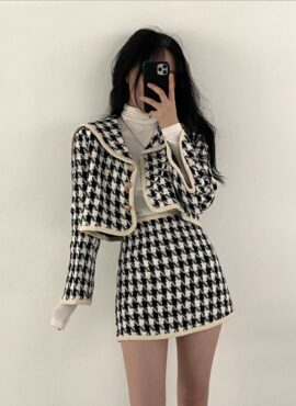 White And Black Sailor Collar Tweed Jacket | Miyeon - (G)I-DLE