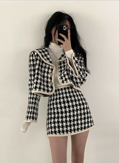 White And Black Sailor Collar Tweed Jacket | Miyeon – (G)I-DLE