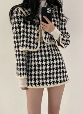 White And Black Tweed Mini Skirt | Miyeon - (G)-IDLE