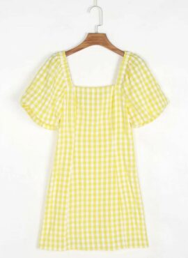Yellow Plaid Off Shoulder Dress | Soyeon - (G)I-DLE
