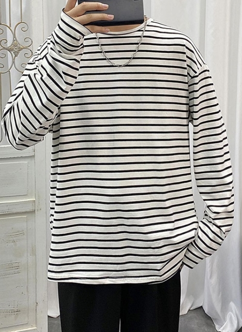 White Long Sleeve Striped T-Shirt | Youngjae – GOT7