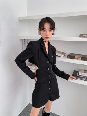 Black Waist Cut-Out Suit Dress Yuna – ITZY (6)