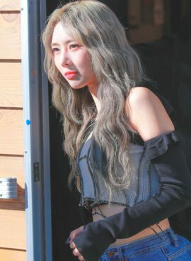 Blue Stitched Long Sleeves Crop Top | Yoohyeon - Dreamcatcher