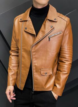 Brown Faux Leather Jacket | Jiu - Dreamcatcher