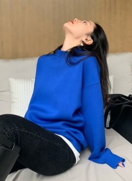 Dark Blue Oversized Sweatshirt | Gahyeon - Dreamcatcher