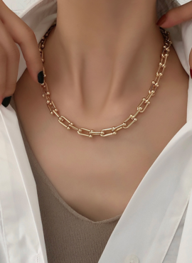 Gold U-Shaped Link Necklace | Minhyuk - MONSTA X
