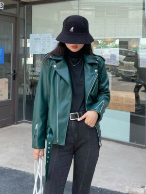 Green Synthetic Leather Jacket Eunwoo – Astro (7)