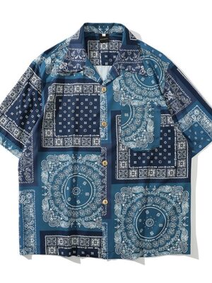 Jun – Hometown Cha Cha Cha blue Blue Boho Bandana Pattern Shirt (7)