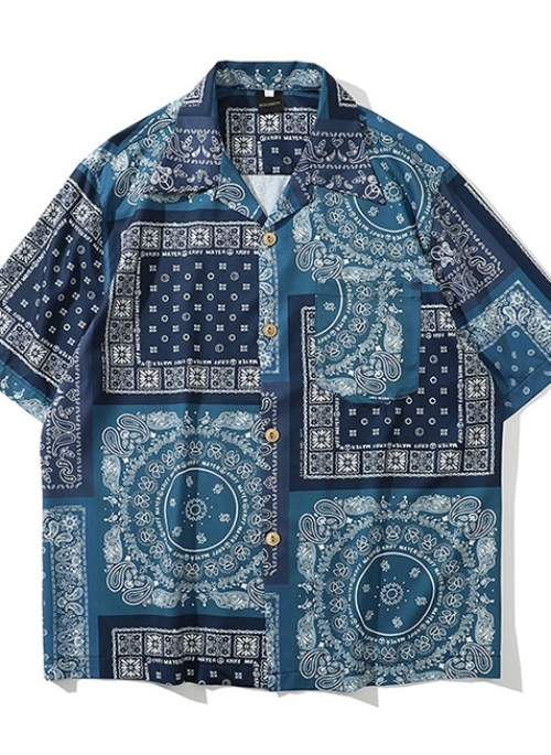 Blue Boho Bandana Pattern Shirt | Jun – Hometown Cha-Cha-Cha