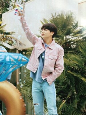 Pink Collared Denim Jacket | Jungkook – BTS