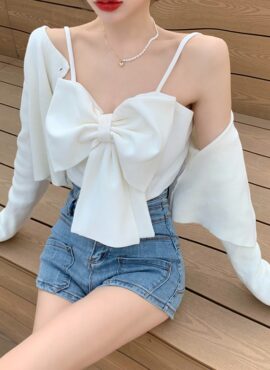 White Bowknot Cropped Top | Ningning - Aespa