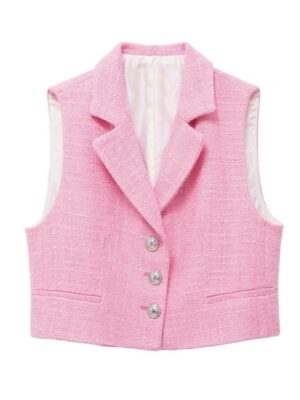 Pink Textured Suit Vest Kim Lip – Loona (15)