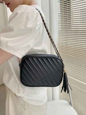 Black Slant-Stitched Sling Bag Somi (3)