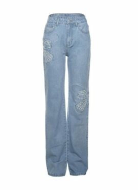 Blue Butterfly Embroidered Jeans | Nayeon - Twice