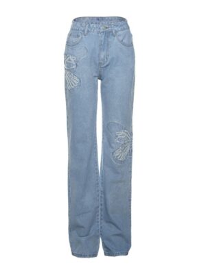 Blue Butterfly Embroidered Jeans Nayeon – Twice (16)