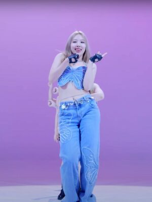 Blue Butterfly Embroidered Jeans | Nayeon – Twice