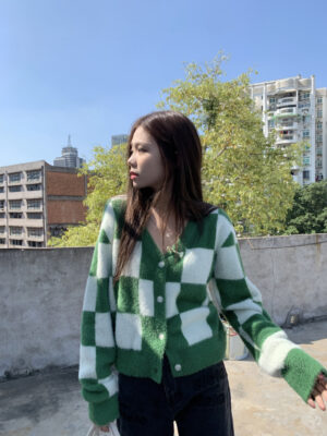 Green Fluffy Checkered Cardigan J-Hope – BTS (7)