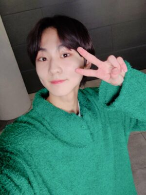 Green Fluffy Long Sleeves Polo | Jungwon – Enhypen