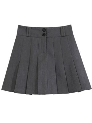 Grey Buttoned Pleated Skirt Joy – Red Velvet (4)