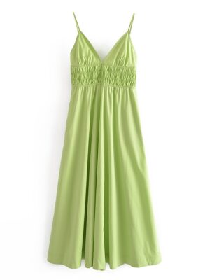 Hyuna – Green Poplin Sling Dress (8)