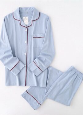 Light Blue Pajama Set With Red Linings | Nayeon - Twice
